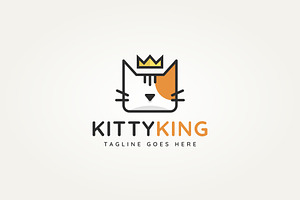 Kitty King Minimalist Flat Logo