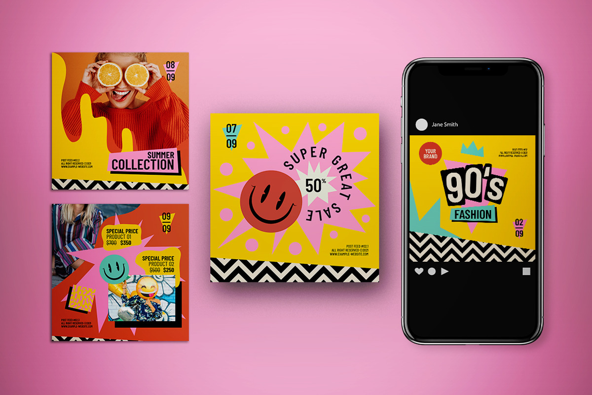 90s Fashion Carousel Social Media, a Social Media Template by The Good Store (Photo 2 of 6)