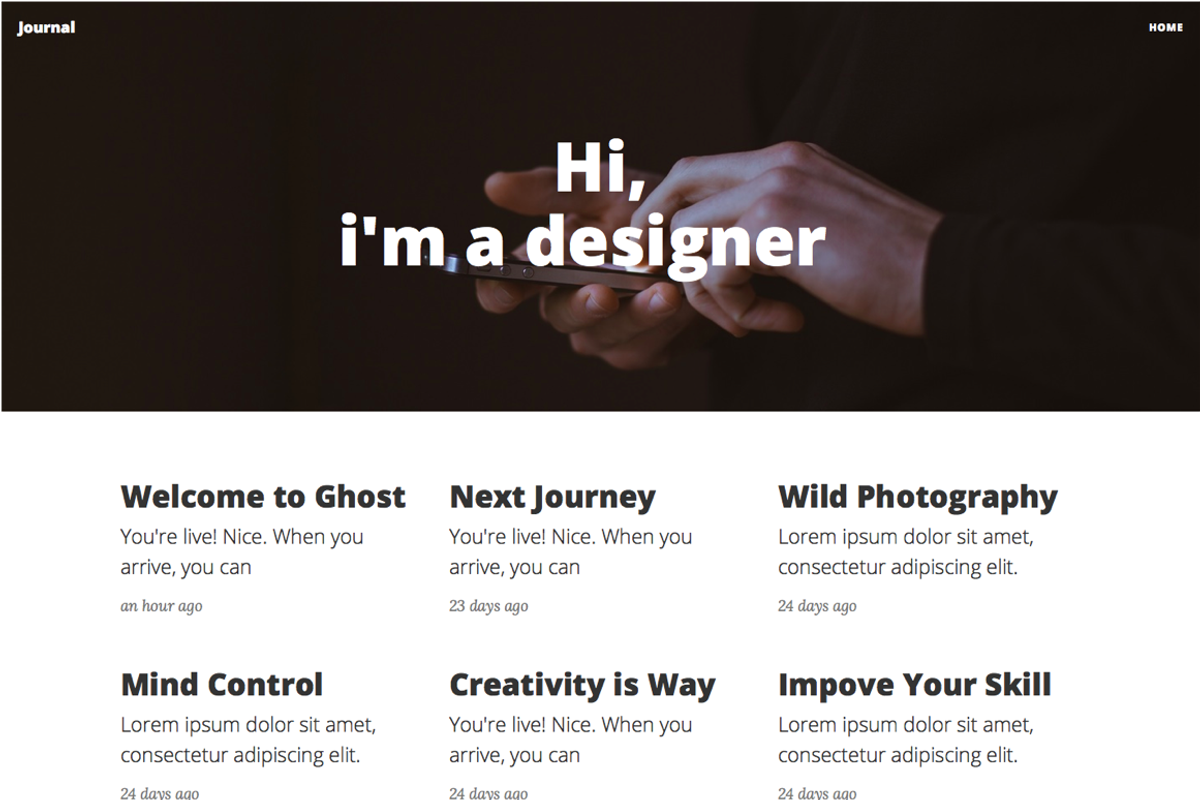 Journal - Blog Ghost Theme, a Websites & App Template by Malvouz (Photo 1 of 2)