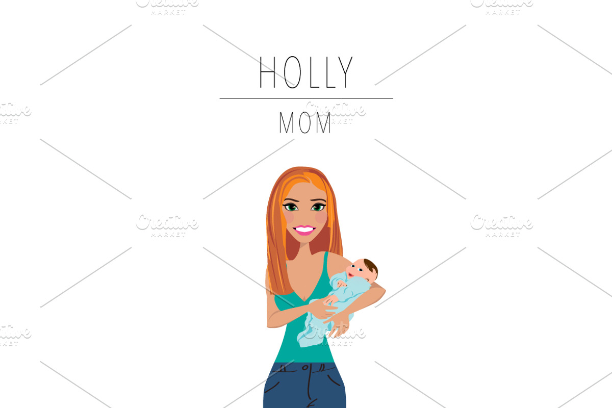 Mom & Baby Portrait Clip Art, a Person Illustration by Lauren Lesley Studio (Photo 11 of 33)