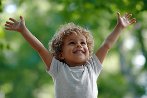 Happy child with curly hair raising, a Person Photo by MistyDay