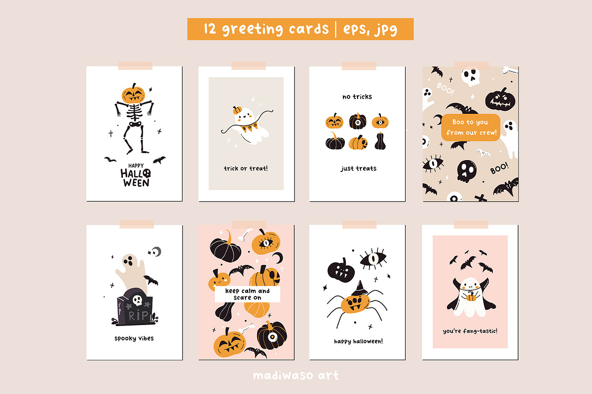 HALLOWEEN - cards, patterns graphic, a Seasonal Illustration by Madiwaso (Photo 4 of 9)