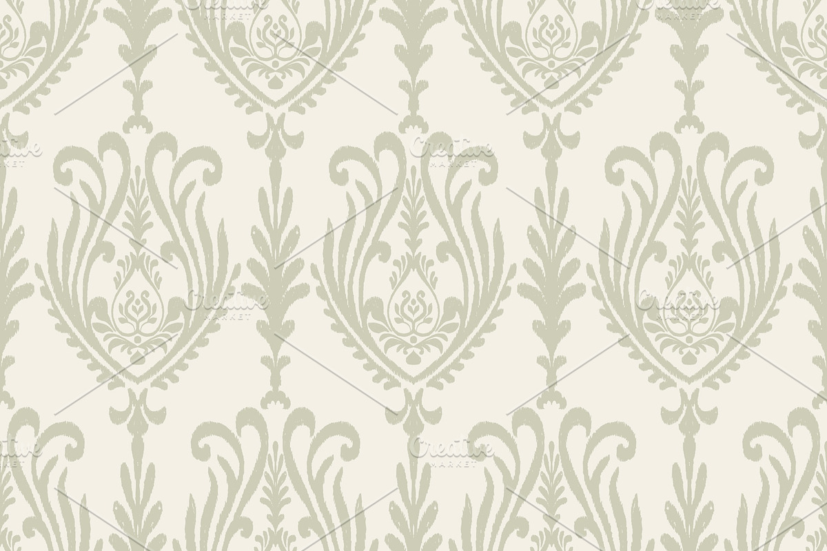 Beige Ikat Floral Damask Pattern, a Pattern Graphic by PPEthnicDecorPattern (Photo 1 of 2)