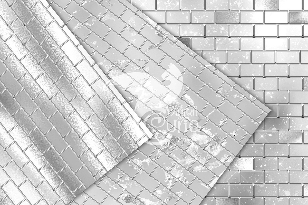 Silver Brick Walls Digital Paper, a Texture Graphic by Digital Curio (Photo 5 of 7)