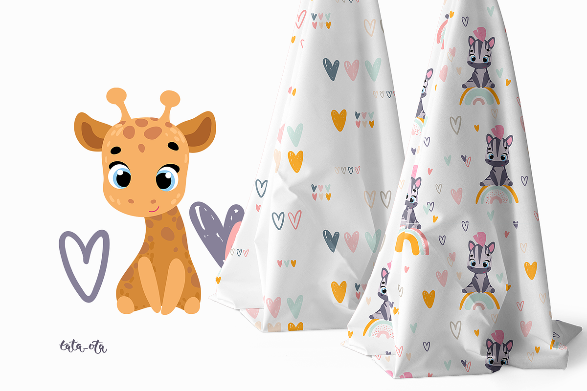 Baby animals and rainbow. clipart, an Animal Illustration by tata_ota (Photo 11 of 13)