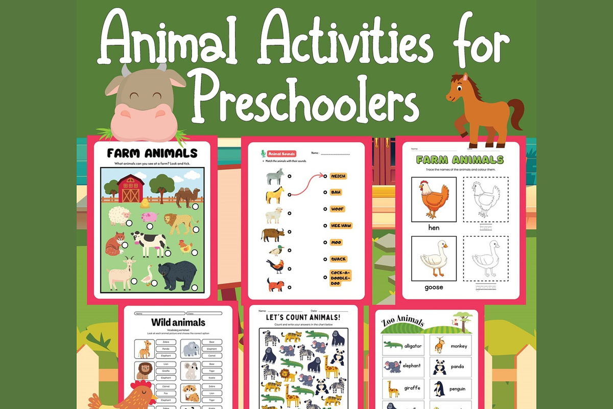 Cute Animals Activities for kids, an Education Illustration by Sourcedigi (Photo 1 of 3)