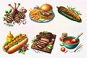 Watercolor Bbq Barbecue Clipart, an Illustration by Dream Creation (Thumbnail 2 of 7)