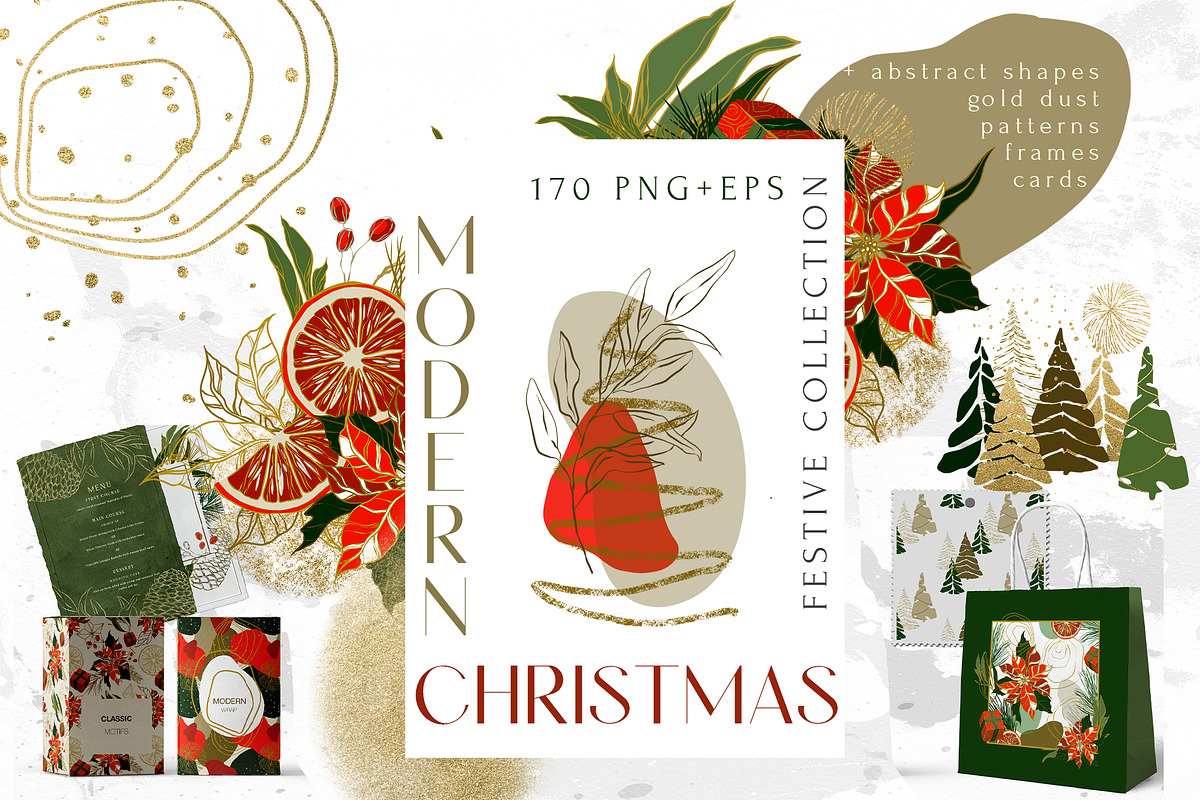 Modern Christmas Abstract Collection, a Texture Illustration by Cat In Colour (Photo 1 of 10)