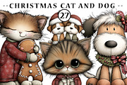 Whimsical Christmas Cat and Dog, an Illustration by CreationArt (Thumbnail 1 of 5)