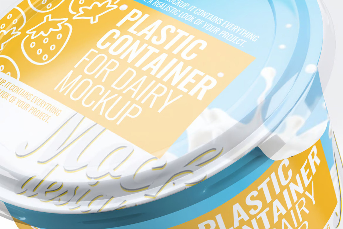 Plastic Container for Dairy Mock-Up, a Packaging Mockup by Se٧enStudio (Photo 7 of 8)