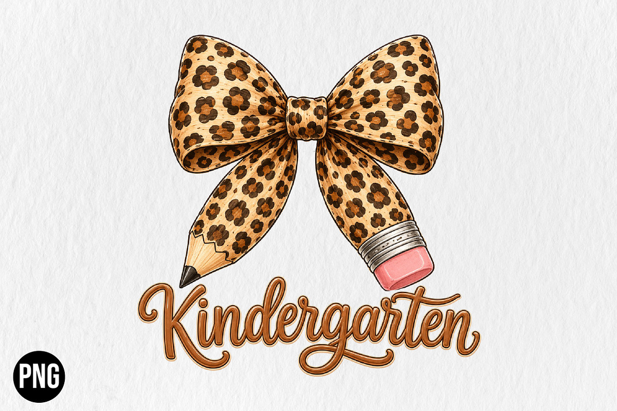 Preppy Kindergarten Pencil Bow PNG, a Seasonal Illustration by CraftArtStudio (Photo 1 of 4)