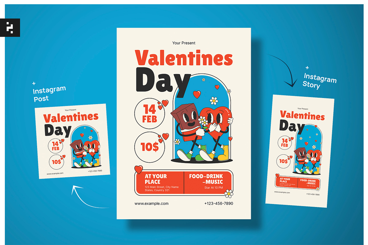 Valentines Day Flyer Groovy, a Flyer Template by Neermana (Photo 1 of 4)
