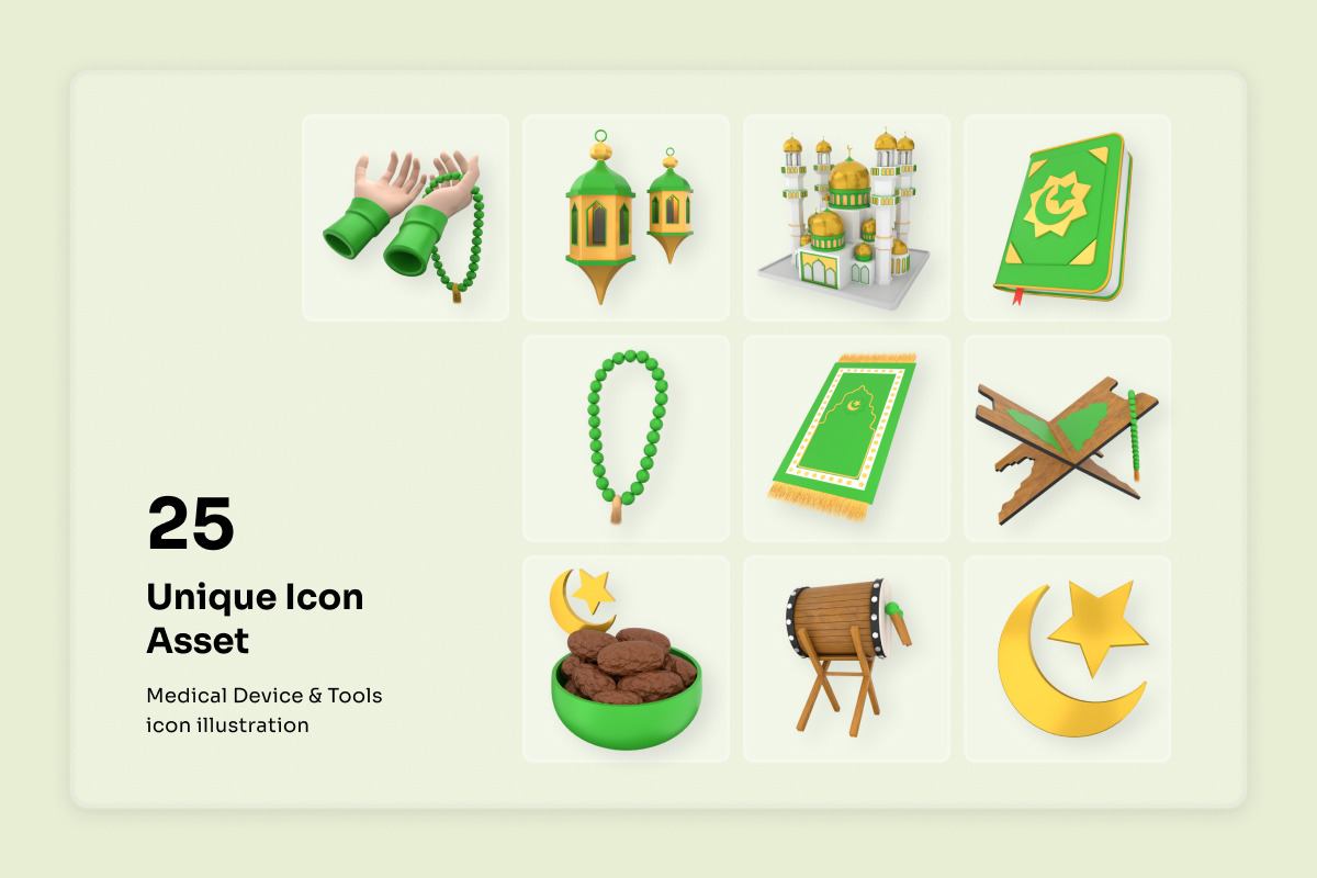 Ramadan Festive 3D Icon Pack, a Seasonal Illustration by twinstd (Photo 6 of 7)