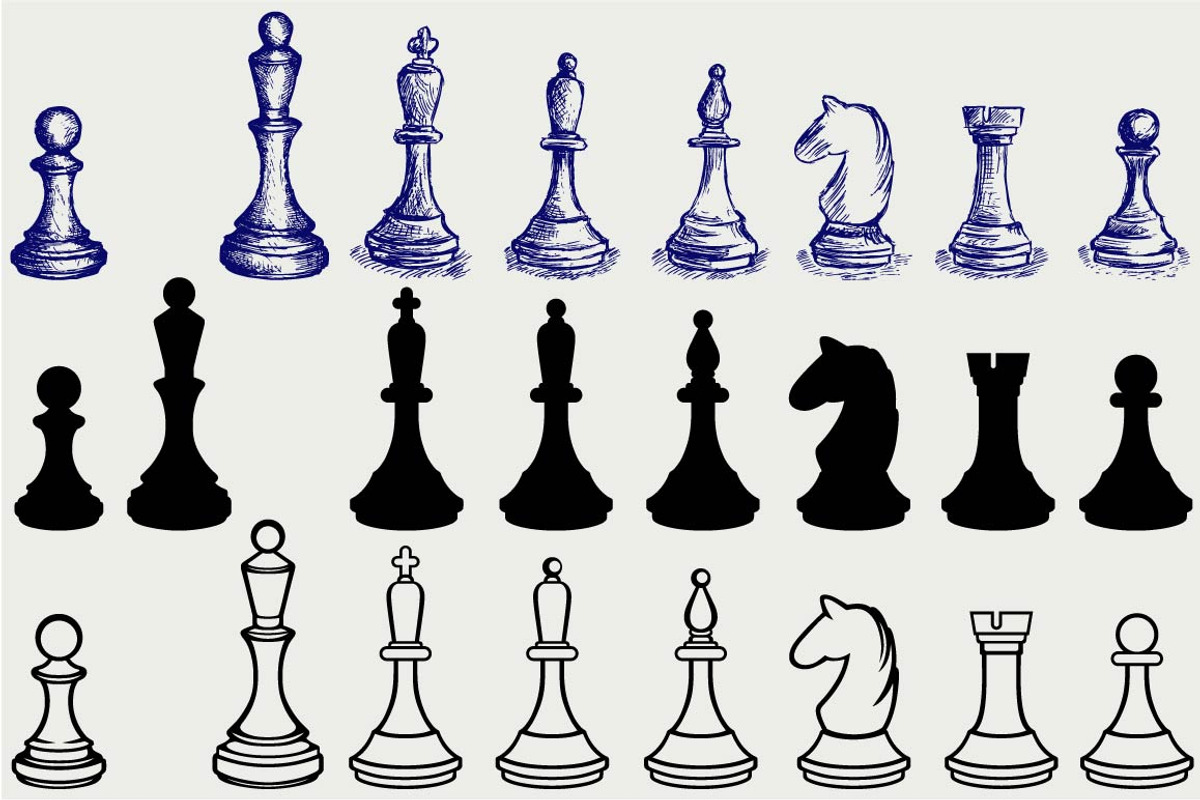 Chess figures SVG, an Outline Icon by LineworkStock