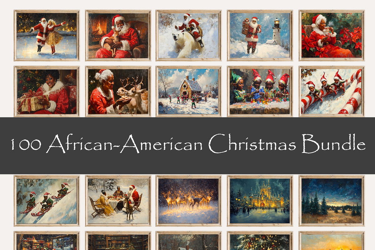 Vintage Black Christmas Wall Art, an Illustration by PrintablesByFranklyn (Photo 2 of 8)