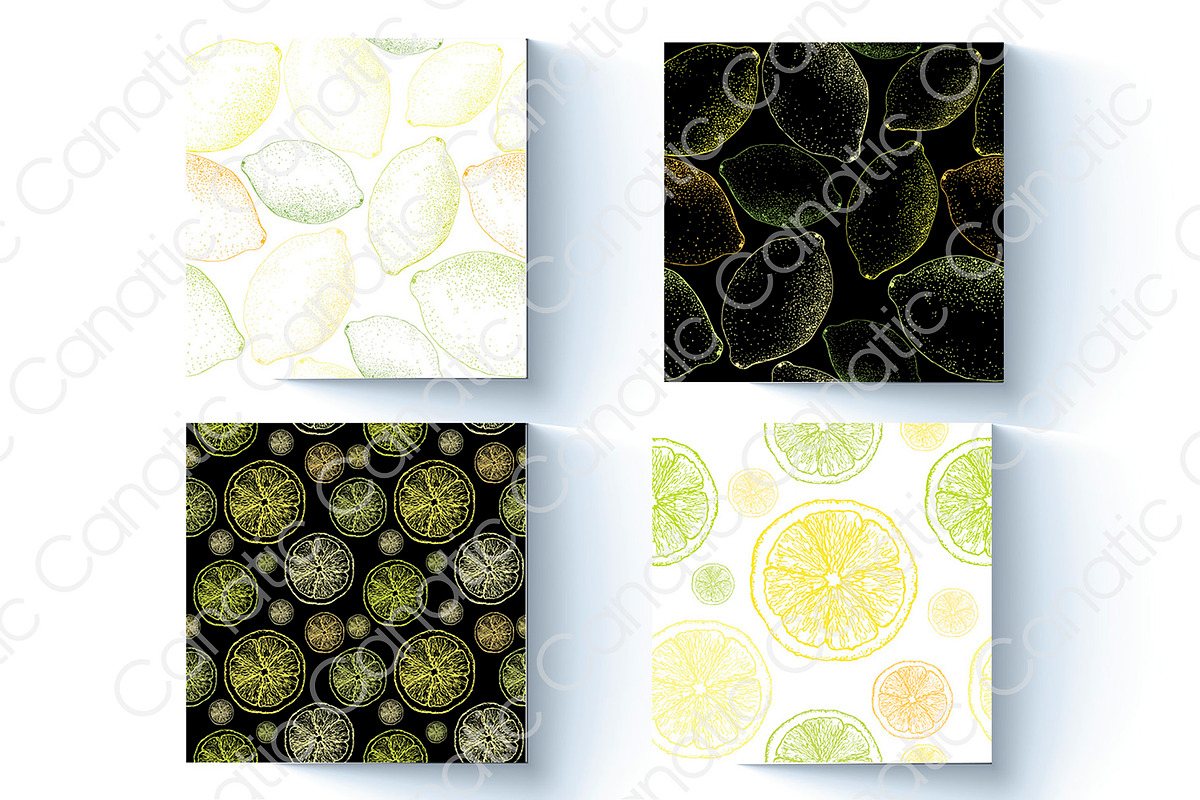 Lemon. Sketch and patterns, a Background Graphic by Canatic (Photo 4 of 19)