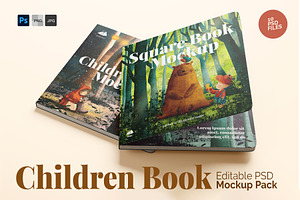Square Children Book Mockup Set