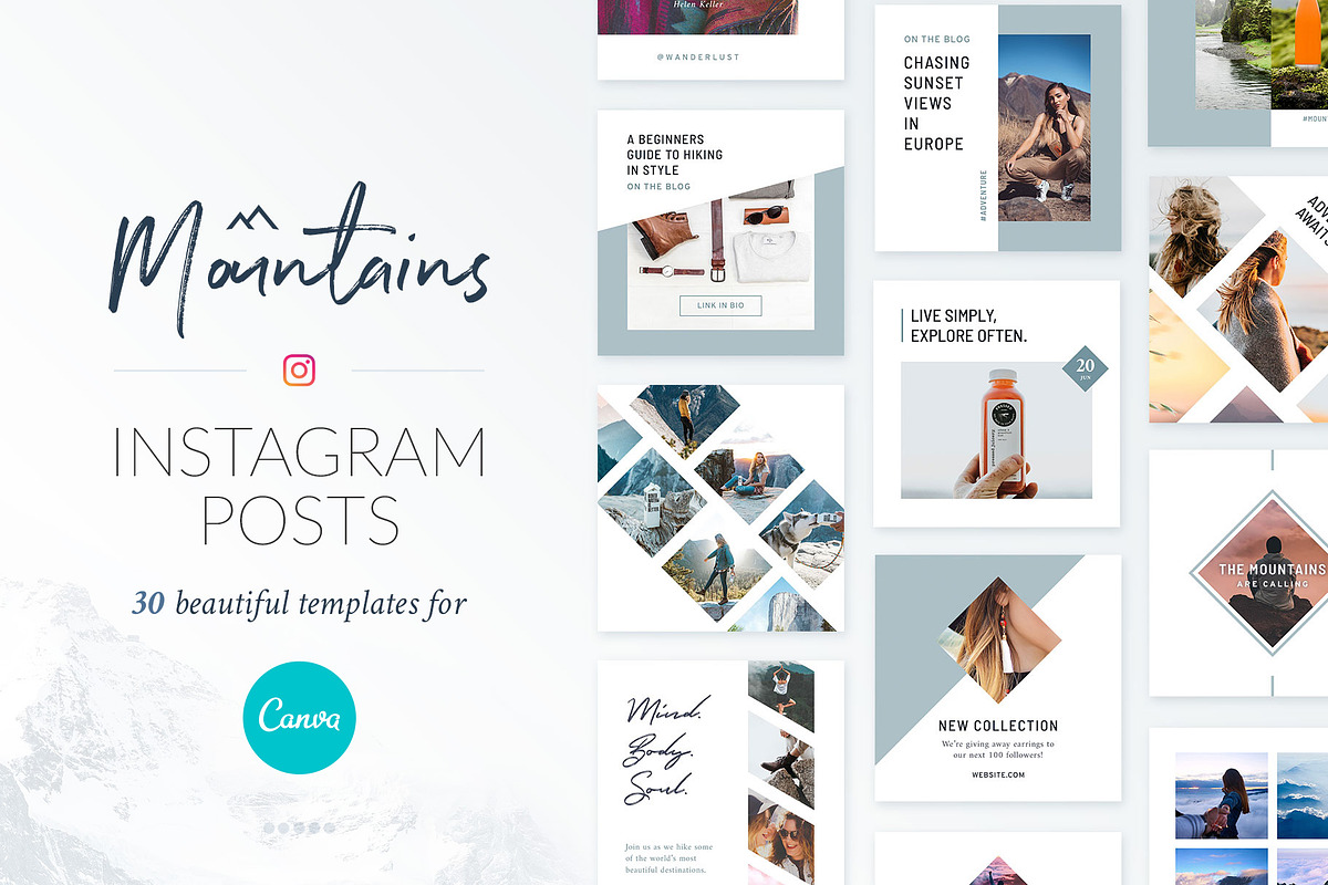 Instagram Posts Mountains | CANVA, a Social Media Template by Poego Social (Photo 1 of 8)