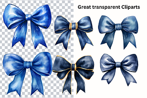 Blue Bows Watercolor Clipart