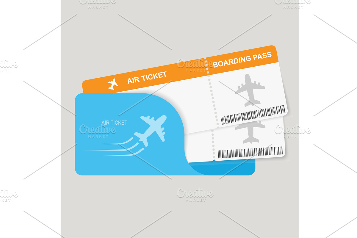 Boarding pass two tickets., an Illustration by Vector graphics