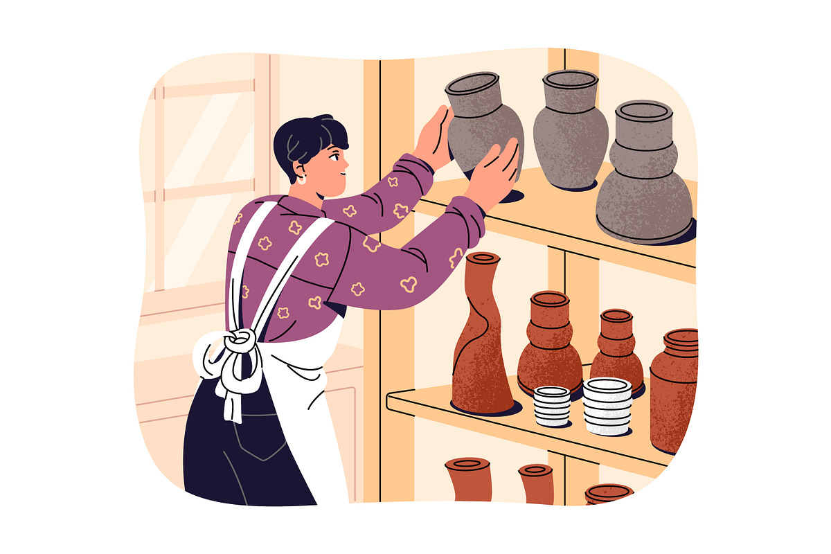 People do ceramics. Pottery workshop, a Person Illustration by PaperTrident (Photo 8 of 11)