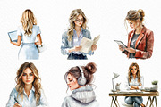 Watercolor Business Girl Clipart, an Illustration by Craft Nest (Thumbnail 3 of 6)