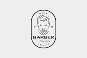 Badge Vintage Man Hairstyle Logo