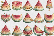 Whimsical Summer Watermelon Clipart, a Seasonal Illustration by Rose Art (Thumbnail 3 of 6)