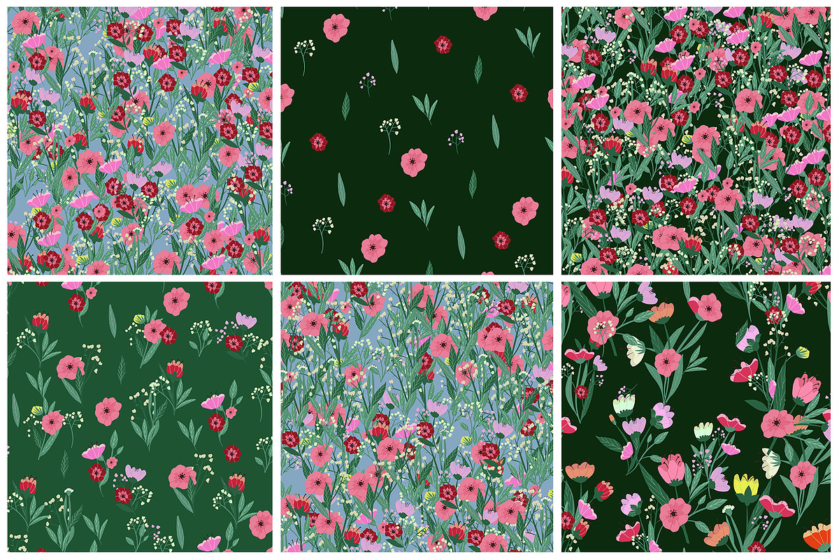48 vector floral patterns, a Pattern Graphic by Alena Stoyko design (Photo 11 of 19)