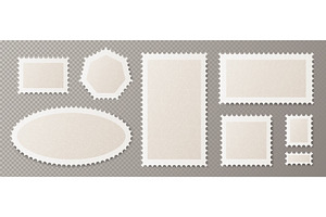 Retro postage stamps set on, an Illustration by art PVP - market