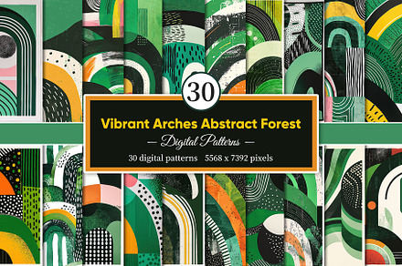 Vibrant Arches Abstract Forest, a Decorative Illustration by ArtEpoch Patterns