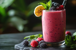 Refreshing mixed berry smoothie with, a Food & Drink Photo by Pixeness Studio