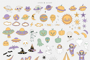 Outer Space Halloween Clipart Set