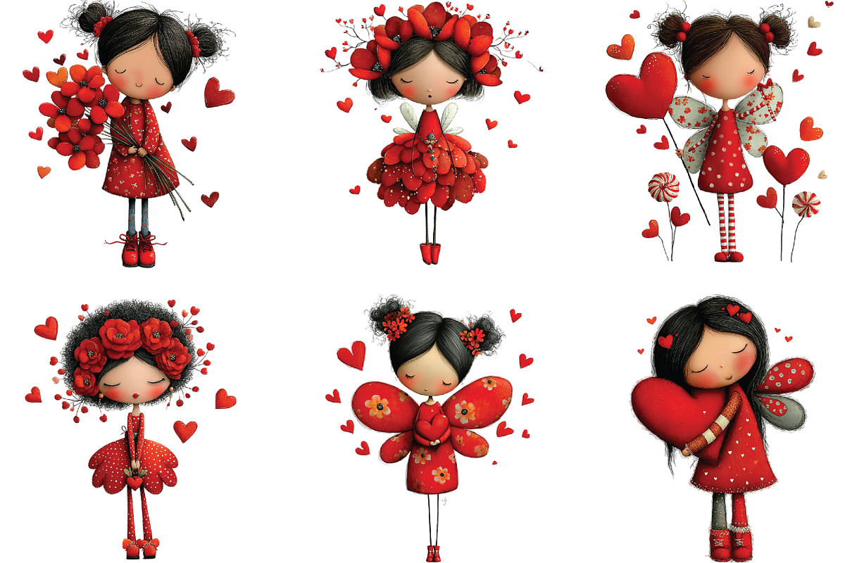 Whimsical Valentine Fairy Girl Clipa, an Illustration by CraftArtStudio (Photo 5 of 6)