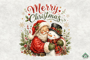Merry Christmas Santa Snowman PNG, a Seasonal Illustration by Craft Nest