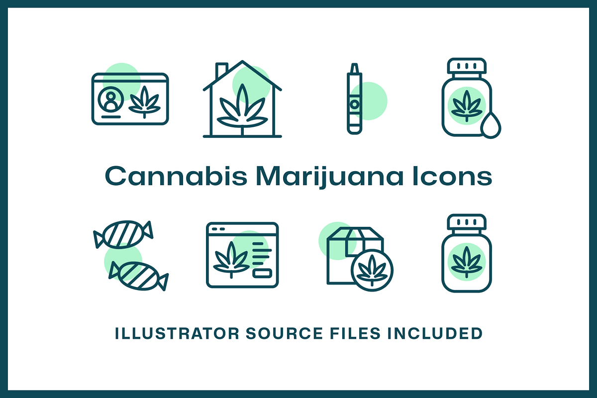 32 Cannabis Marijuana Icons, an Outline Icon by Furnace (Photo 2 of 5)