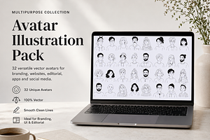 32 Hand-Drawn Avatar Illustrations