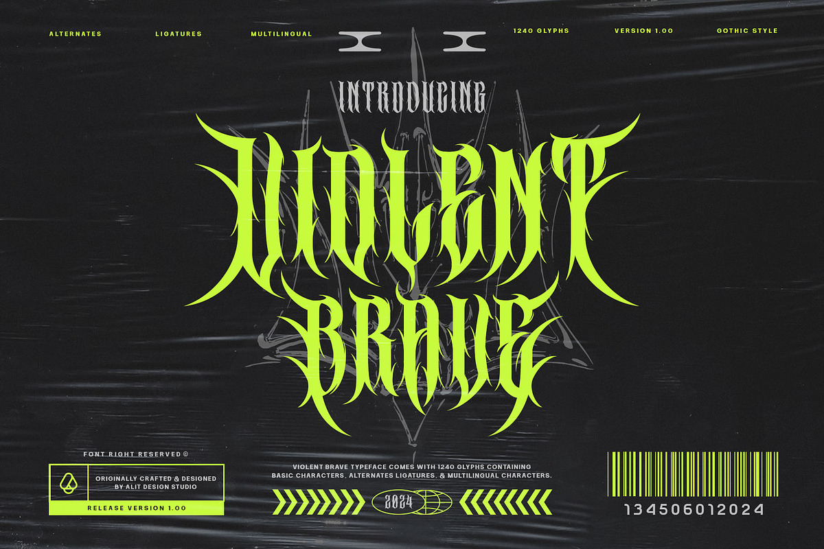 Violent Brave Brutalism Typeface, a Blackletter Font by alit design (Photo 1 of 22)
