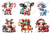 Whimsical Christmas Cow Clipart PNG, an Illustration by designcity5 (Thumbnail 3 of 5)
