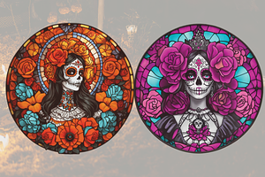 Stained Glass Catrina Clipart