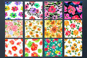 Watercolor floral patterns. EPS 10, a Pattern Graphic by Julycolor (Thumbnail 4 of 4)