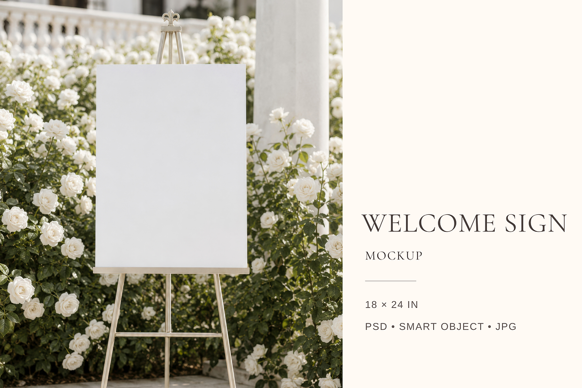 Floral Wedding Welcome Sign Mockup, an Advertising Mockup by Serenefeeling (Photo 1 of 7)