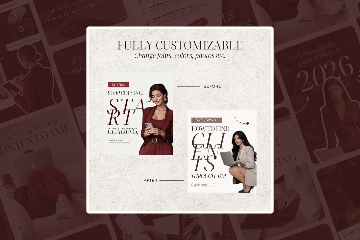 Burgundy Instagram Posts & Carousels, a Social Media Template by SwitzerShop (Photo 5 of 9)