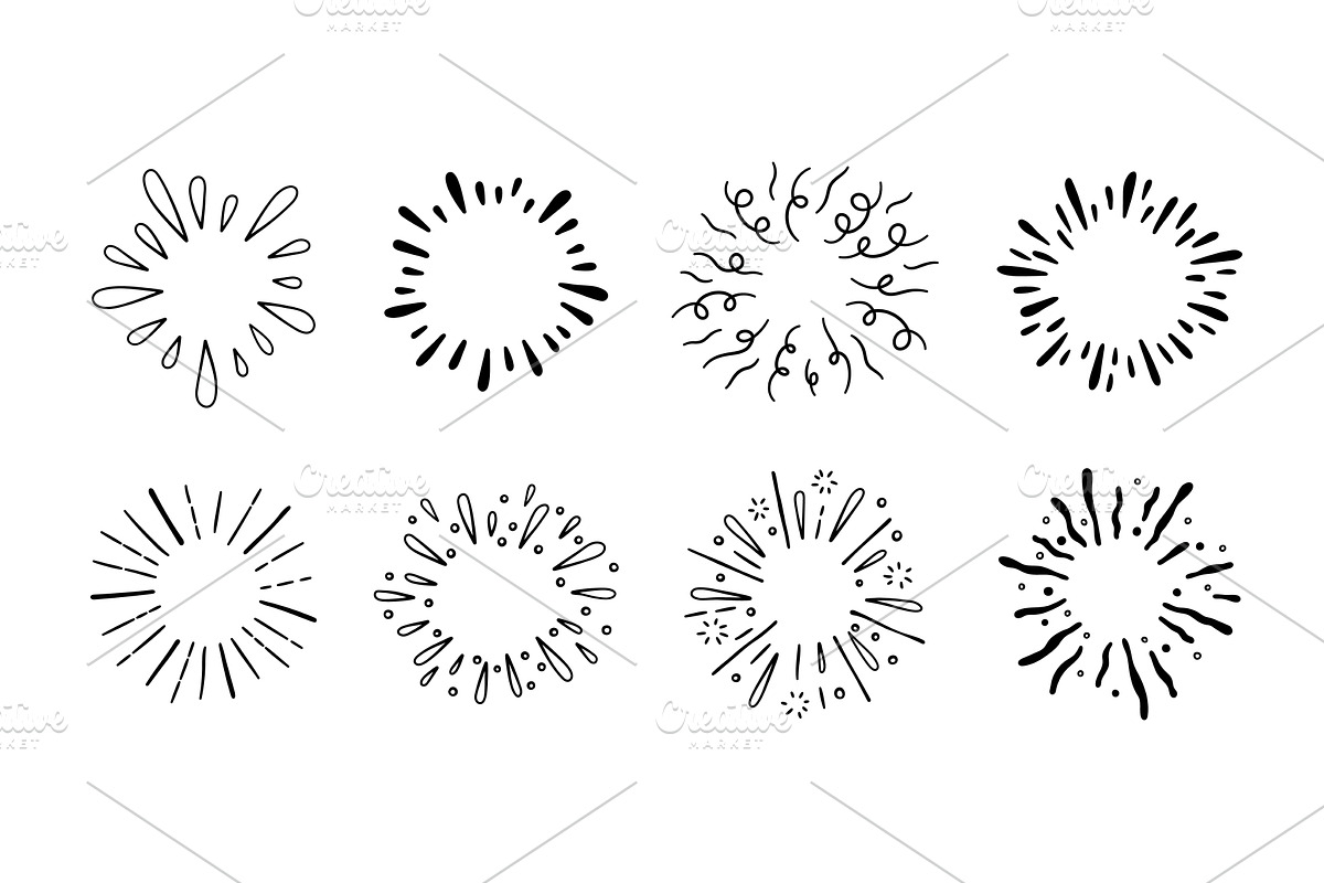 Hand drawn firework. Star burst, an Object Graphic by Elena Pimukova