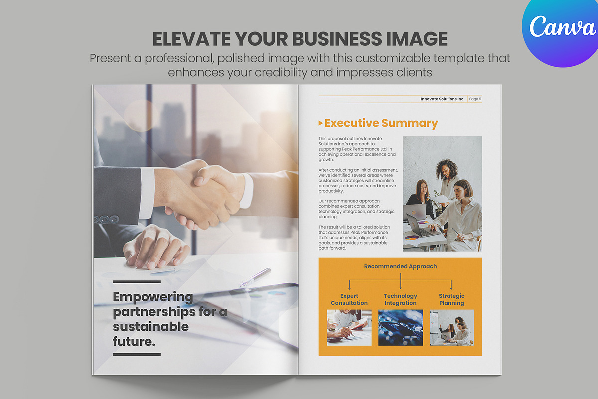 Editable Business Proposal in Canva, a Brochure Template by Oshin Design (Photo 2 of 8)