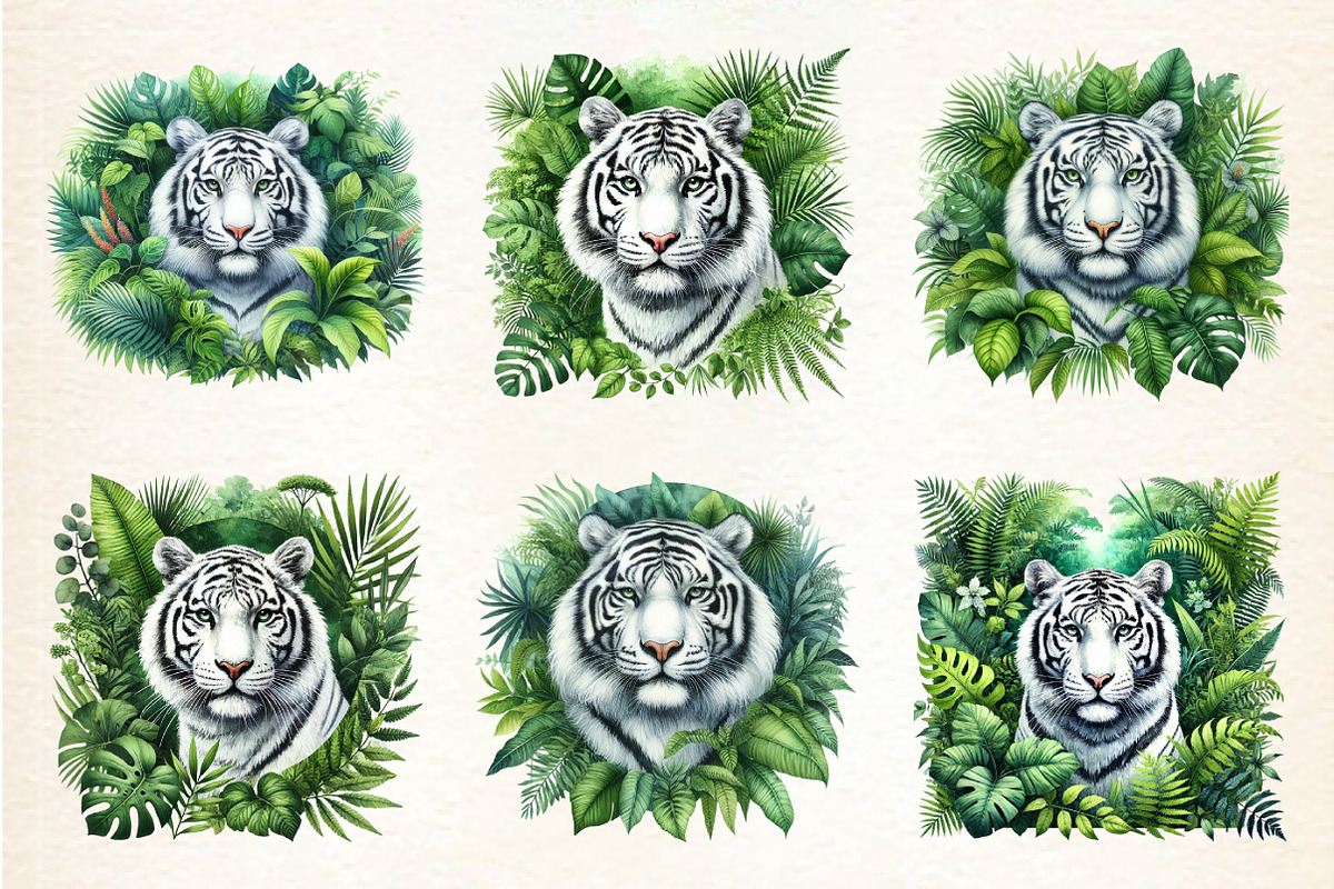 White Tiger Watercolor Animal, a Seasonal Illustration by DreamArtGraphic (Photo 3 of 4)