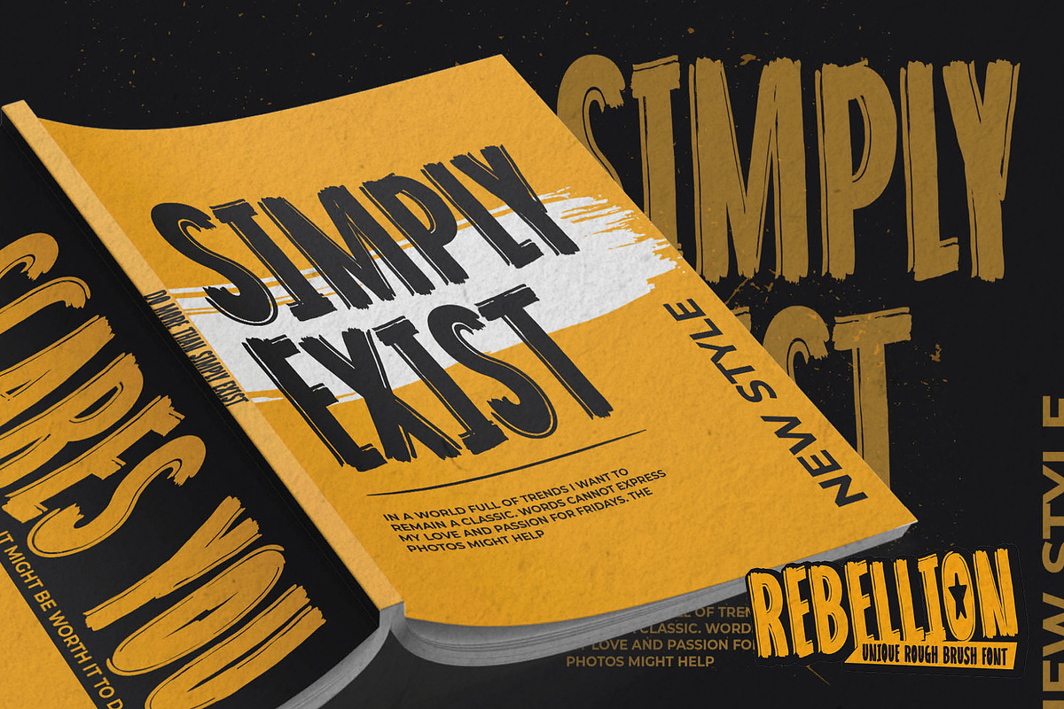 REBELLION - Unique Rough Brush Font, a Font by Gassstype (Photo 3 of 8)