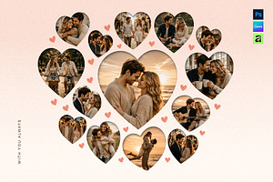 Love Heart Photo Collage Template, a Social Media Template by DesignerCandies