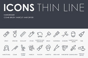 Hairdresser Thinline Icons