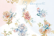 Watercolor flowers pink bloom set, a Decorative Illustration by Edith’s World (Thumbnail 9 of 19)